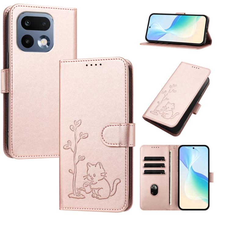 YX0014 Cat Watering Tree Buckle Vegan Leather Phone Case with Lanyard, For Realme P4 Power 5G, For Realme Note 80 4G, For Realme  Neo8 5G, For Realme  16 5G, For Realme 16 Pro+ 5G, For Realme  16 Pro 5G, For Realme GT 8 Pro Global, For Realme C85 5G   ...