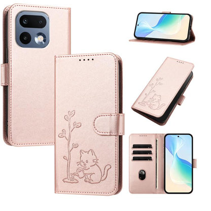 YX0014 Cat Watering Tree Buckle Vegan Leather Phone Case with Lanyard, For Realme P4 Power 5G, For Realme Note 80 4G, For Realme  Neo8 5G, For Realme  16 5G, For Realme 16 Pro+ 5G, For Realme  16 Pro 5G, For Realme GT 8 Pro Global, For Realme C85 5G   ...