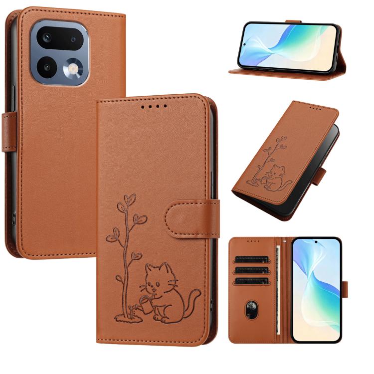 YX0014 Cat Watering Tree Buckle Vegan Leather Phone Case with Lanyard, For Realme P4 Power 5G, For Realme Note 80 4G, For Realme  Neo8 5G, For Realme  16 5G, For Realme 16 Pro+ 5G, For Realme  16 Pro 5G, For Realme GT 8 Pro Global, For Realme C85 5G   ...