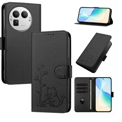 YX0014 Cat Watering Tree Buckle Vegan Leather Phone Case with Lanyard, For Realme P4 Power 5G, For Realme Note 80 4G, For Realme  Neo8 5G, For Realme  16 5G, For Realme 16 Pro+ 5G, For Realme  16 Pro 5G, For Realme GT 8 Pro Global, For Realme C85 5G   ...