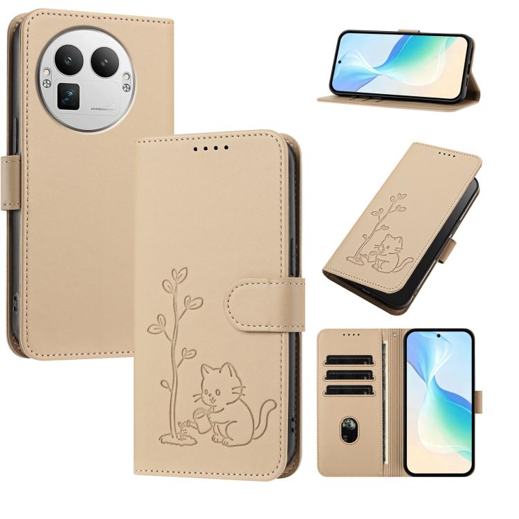 YX0014 Cat Watering Tree Buckle Vegan Leather Phone Case with Lanyard, For Realme P4 Power 5G, For Realme Note 80 4G, For Realme  Neo8 5G, For Realme  16 5G, For Realme 16 Pro+ 5G, For Realme  16 Pro 5G, For Realme GT 8 Pro Global, For Realme C85 5G   ...