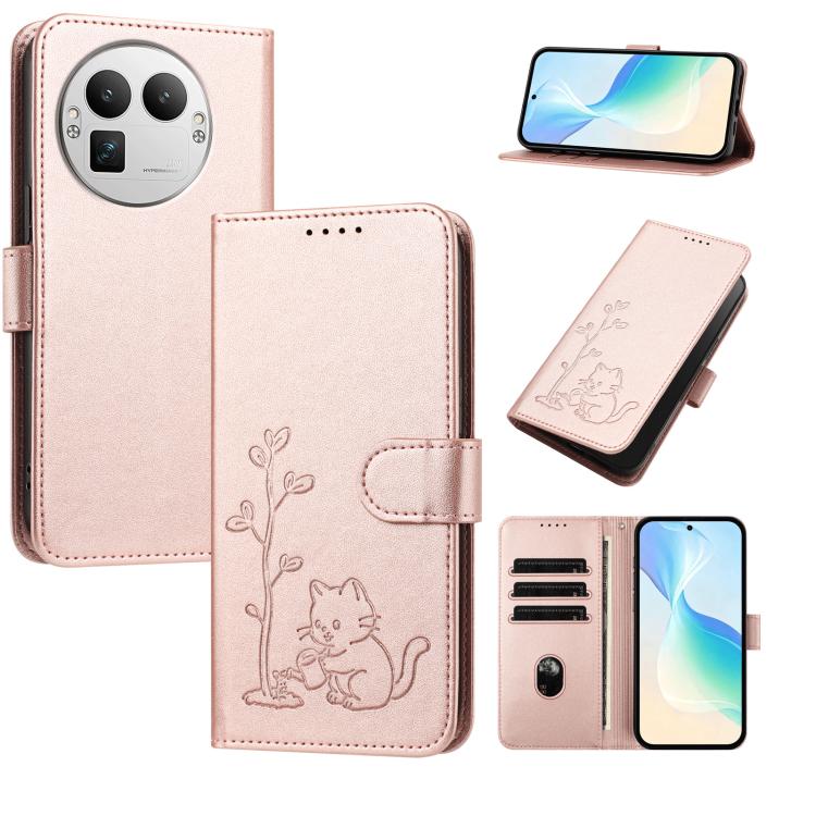 YX0014 Cat Watering Tree Buckle Vegan Leather Phone Case with Lanyard, For Realme P4 Power 5G, For Realme Note 80 4G, For Realme  Neo8 5G, For Realme  16 5G, For Realme 16 Pro+ 5G, For Realme  16 Pro 5G, For Realme GT 8 Pro Global, For Realme C85 5G   ...