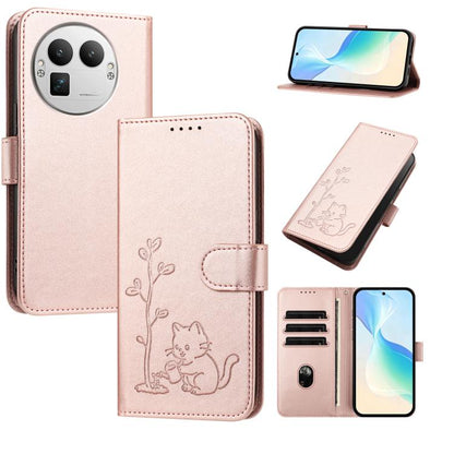 YX0014 Cat Watering Tree Buckle Vegan Leather Phone Case with Lanyard, For Realme P4 Power 5G, For Realme Note 80 4G, For Realme  Neo8 5G, For Realme  16 5G, For Realme 16 Pro+ 5G, For Realme  16 Pro 5G, For Realme GT 8 Pro Global, For Realme C85 5G   ...