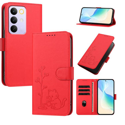 YX0014 Cat Watering Tree Buckle Vegan Leather Phone Case with Lanyard, For Realme P4 Power 5G, For Realme Note 80 4G, For Realme  Neo8 5G, For Realme  16 5G, For Realme 16 Pro+ 5G, For Realme  16 Pro 5G, For Realme GT 8 Pro Global, For Realme C85 5G   ...