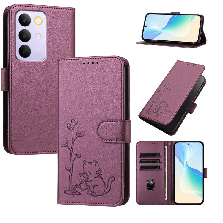 YX0014 Cat Watering Tree Buckle Vegan Leather Phone Case with Lanyard, For Realme P4 Power 5G, For Realme Note 80 4G, For Realme  Neo8 5G, For Realme  16 5G, For Realme 16 Pro+ 5G, For Realme  16 Pro 5G, For Realme GT 8 Pro Global, For Realme C85 5G   ...