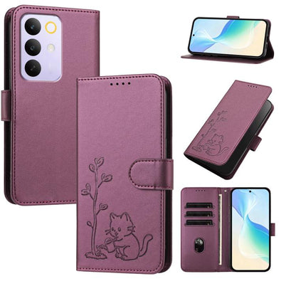 YX0014 Cat Watering Tree Buckle Vegan Leather Phone Case with Lanyard, For Realme P4 Power 5G, For Realme Note 80 4G, For Realme  Neo8 5G, For Realme  16 5G, For Realme 16 Pro+ 5G, For Realme  16 Pro 5G, For Realme GT 8 Pro Global, For Realme C85 5G   ...