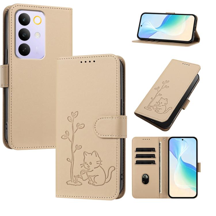 YX0014 Cat Watering Tree Buckle Vegan Leather Phone Case with Lanyard, For Realme P4 Power 5G, For Realme Note 80 4G, For Realme  Neo8 5G, For Realme  16 5G, For Realme 16 Pro+ 5G, For Realme  16 Pro 5G, For Realme GT 8 Pro Global, For Realme C85 5G   ...