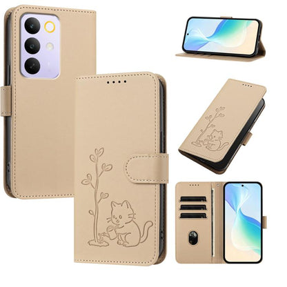 YX0014 Cat Watering Tree Buckle Vegan Leather Phone Case with Lanyard, For Realme P4 Power 5G, For Realme Note 80 4G, For Realme  Neo8 5G, For Realme  16 5G, For Realme 16 Pro+ 5G, For Realme  16 Pro 5G, For Realme GT 8 Pro Global, For Realme C85 5G   ...
