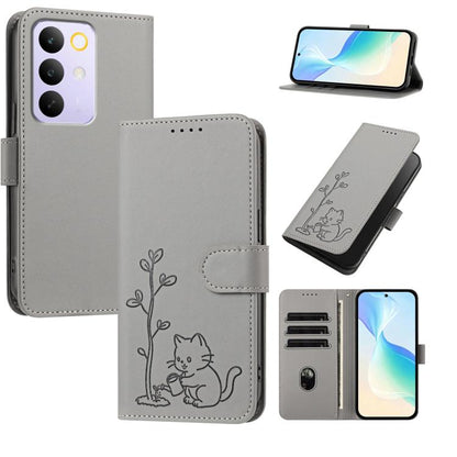 YX0014 Cat Watering Tree Buckle Vegan Leather Phone Case with Lanyard, For Realme P4 Power 5G, For Realme Note 80 4G, For Realme  Neo8 5G, For Realme  16 5G, For Realme 16 Pro+ 5G, For Realme  16 Pro 5G, For Realme GT 8 Pro Global, For Realme C85 5G   ...