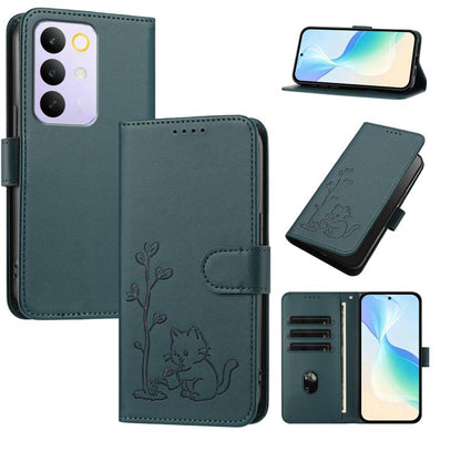 YX0014 Cat Watering Tree Buckle Vegan Leather Phone Case with Lanyard, For Realme P4 Power 5G, For Realme Note 80 4G, For Realme  Neo8 5G, For Realme  16 5G, For Realme 16 Pro+ 5G, For Realme  16 Pro 5G, For Realme GT 8 Pro Global, For Realme C85 5G   ...