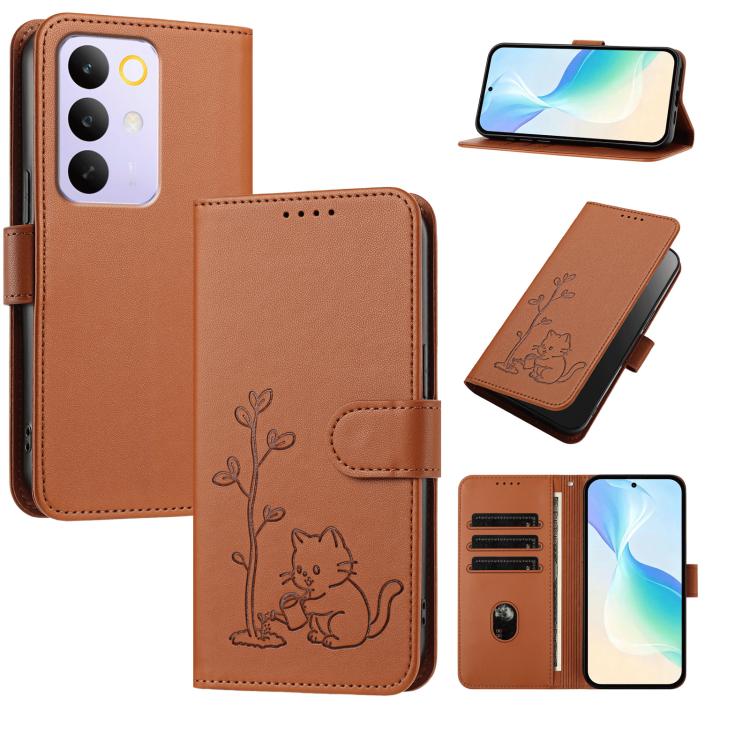 YX0014 Cat Watering Tree Buckle Vegan Leather Phone Case with Lanyard, For Realme P4 Power 5G, For Realme Note 80 4G, For Realme  Neo8 5G, For Realme  16 5G, For Realme 16 Pro+ 5G, For Realme  16 Pro 5G, For Realme GT 8 Pro Global, For Realme C85 5G   ...