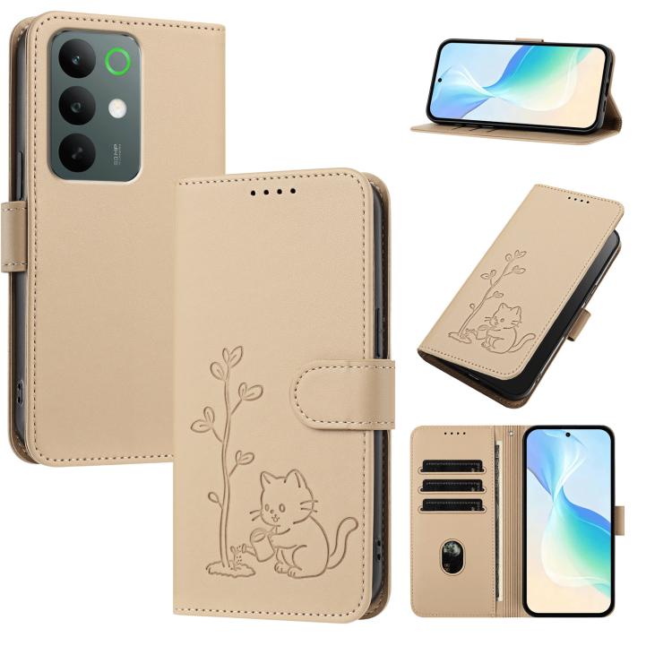 YX0014 Cat Watering Tree Buckle Vegan Leather Phone Case with Lanyard, For Realme P4 Power 5G, For Realme Note 80 4G, For Realme  Neo8 5G, For Realme  16 5G, For Realme 16 Pro+ 5G, For Realme  16 Pro 5G, For Realme GT 8 Pro Global, For Realme C85 5G   ...