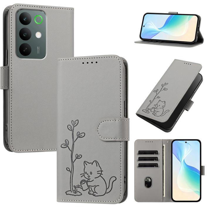 YX0014 Cat Watering Tree Buckle Vegan Leather Phone Case with Lanyard, For Realme P4 Power 5G, For Realme Note 80 4G, For Realme  Neo8 5G, For Realme  16 5G, For Realme 16 Pro+ 5G, For Realme  16 Pro 5G, For Realme GT 8 Pro Global, For Realme C85 5G   ...