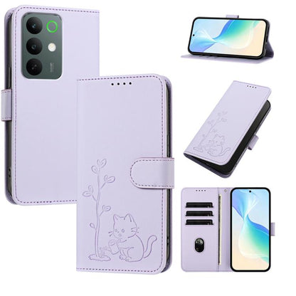 YX0014 Cat Watering Tree Buckle Vegan Leather Phone Case with Lanyard, For Realme P4 Power 5G, For Realme Note 80 4G, For Realme  Neo8 5G, For Realme  16 5G, For Realme 16 Pro+ 5G, For Realme  16 Pro 5G, For Realme GT 8 Pro Global, For Realme C85 5G   ...