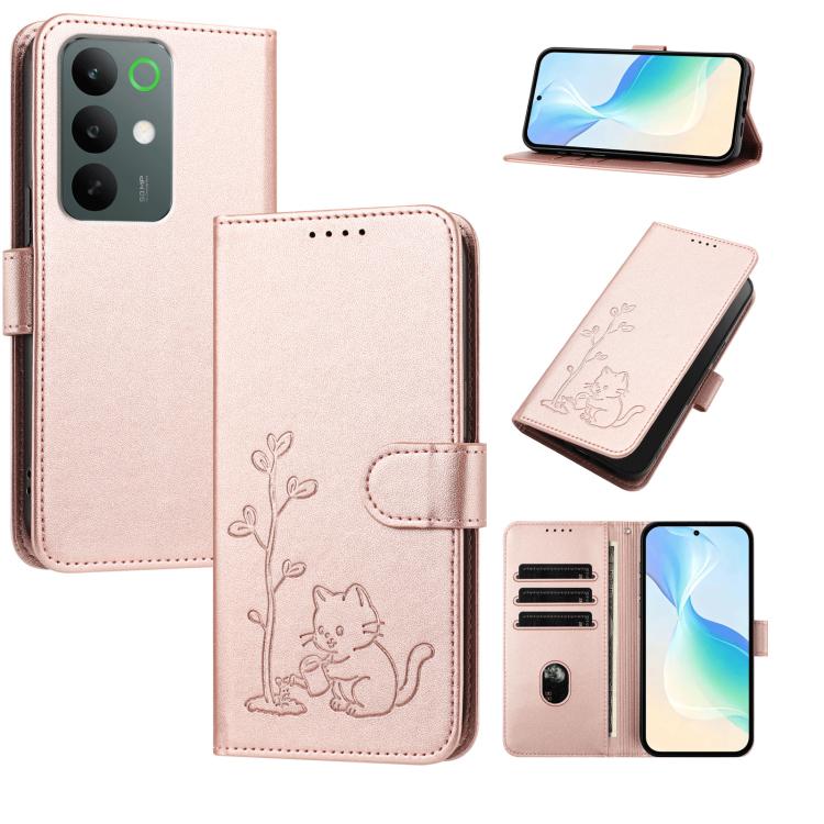 YX0014 Cat Watering Tree Buckle Vegan Leather Phone Case with Lanyard, For Realme P4 Power 5G, For Realme Note 80 4G, For Realme  Neo8 5G, For Realme  16 5G, For Realme 16 Pro+ 5G, For Realme  16 Pro 5G, For Realme GT 8 Pro Global, For Realme C85 5G   ...