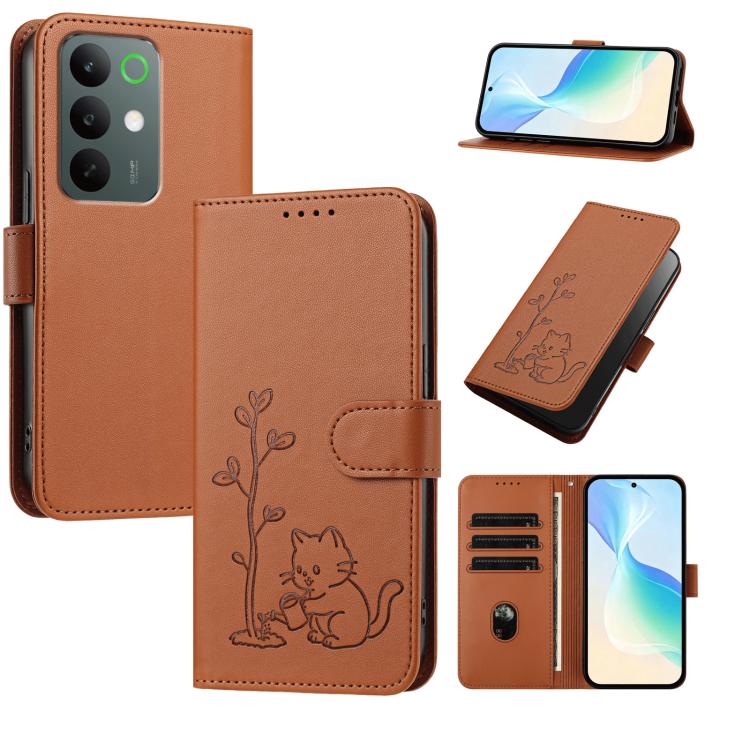 YX0014 Cat Watering Tree Buckle Vegan Leather Phone Case with Lanyard, For Realme P4 Power 5G, For Realme Note 80 4G, For Realme  Neo8 5G, For Realme  16 5G, For Realme 16 Pro+ 5G, For Realme  16 Pro 5G, For Realme GT 8 Pro Global, For Realme C85 5G   ...