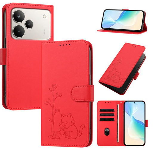 YX0014 Cat Watering Tree Buckle Vegan Leather Phone Case with Lanyard, For Realme P4 Pro 5G, For Realme P4 5G, For Realme 15T 5G, For Realme C71 India, For Realme 15 / 15 Pro 5G, For Realme C71 4G, For Realme GT 7 Global, For Realme 14T 5G, For Realme 14
