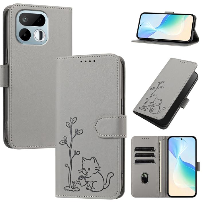 YX0014 Cat Watering Tree Buckle Vegan Leather Phone Case with Lanyard, For Realme 16T 5G, For Realme C100 4G, For Realme P4 Power 5G, For Realme Note 80 4G, For Realme  Neo8 5G, For Realme  16 5G, For Realme 16 Pro+ 5G, For Realme  16 Pro 5G           ...
