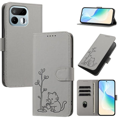 YX0014 Cat Watering Tree Buckle Vegan Leather Phone Case with Lanyard, For Realme 16T 5G, For Realme C100 4G, For Realme P4 Power 5G, For Realme Note 80 4G, For Realme  Neo8 5G, For Realme  16 5G, For Realme 16 Pro+ 5G, For Realme  16 Pro 5G           ...