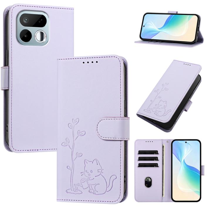 YX0014 Cat Watering Tree Buckle Vegan Leather Phone Case with Lanyard, For Realme 16T 5G, For Realme C100 4G, For Realme P4 Power 5G, For Realme Note 80 4G, For Realme  Neo8 5G, For Realme  16 5G, For Realme 16 Pro+ 5G, For Realme  16 Pro 5G           ...