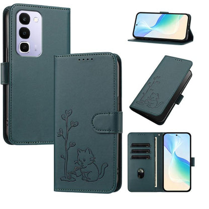 YX0014 Cat Watering Tree Buckle Vegan Leather Phone Case with Lanyard, For Realme 16T 5G, For Realme C100 4G, For Realme P4 Power 5G, For Realme Note 80 4G, For Realme  Neo8 5G, For Realme  16 5G, For Realme 16 Pro+ 5G, For Realme  16 Pro 5G           ...