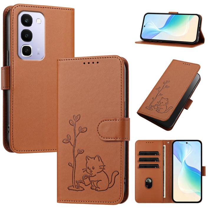 YX0014 Cat Watering Tree Buckle Vegan Leather Phone Case with Lanyard, For Realme 16T 5G, For Realme C100 4G, For Realme P4 Power 5G, For Realme Note 80 4G, For Realme  Neo8 5G, For Realme  16 5G, For Realme 16 Pro+ 5G, For Realme  16 Pro 5G           ...