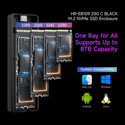 THERMALRIGHT HR-EB109 20Gbps M.2 NVMe SSD Enclosure with Type-C to Type-C Cable, EB109-20G C-C Cable