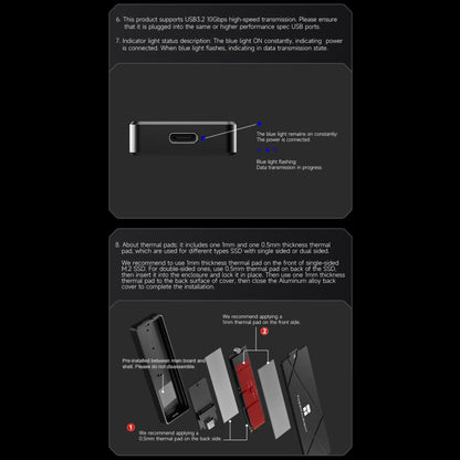THERMALRIGHT HR-EB115 20Gbps M.2 NVMe SSD Enclosure with Type-C to Type-C Cable, EB115-20G C-C Cable