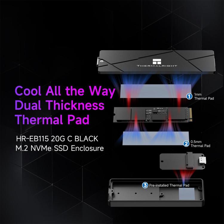 THERMALRIGHT HR-EB115 20Gbps M.2 NVMe SSD Enclosure with Type-C to Type-C Cable, EB115-20G C-C Cable