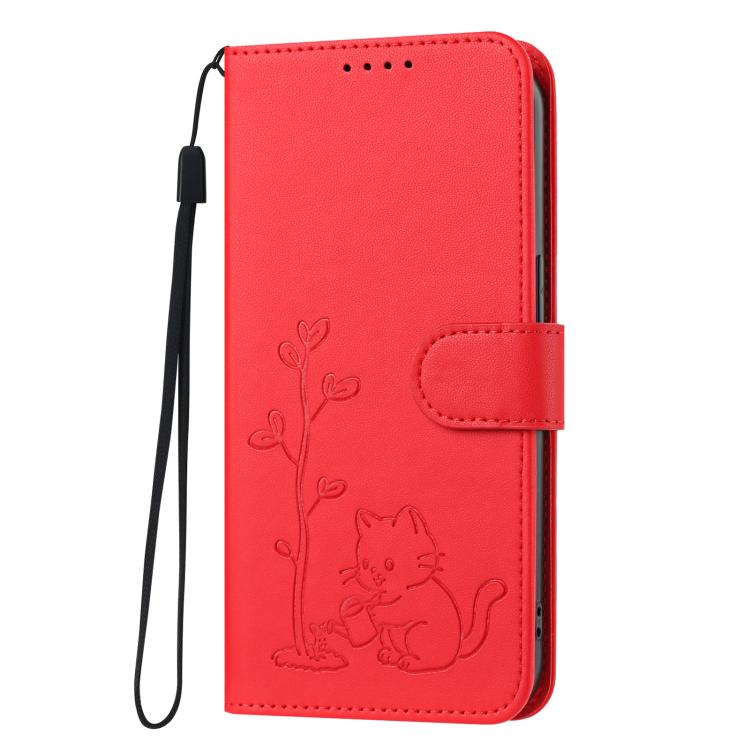 YX0014 Cat Watering Tree Buckle Vegan Leather Phone Case with Lanyard, For Tecno Camon 20 Premier, For Tecno Camon 20, For Tecno Spark 10C, For Tecno Spark 10, For Tecno Spark Go 2023, For Tecno Spark 10 Pro