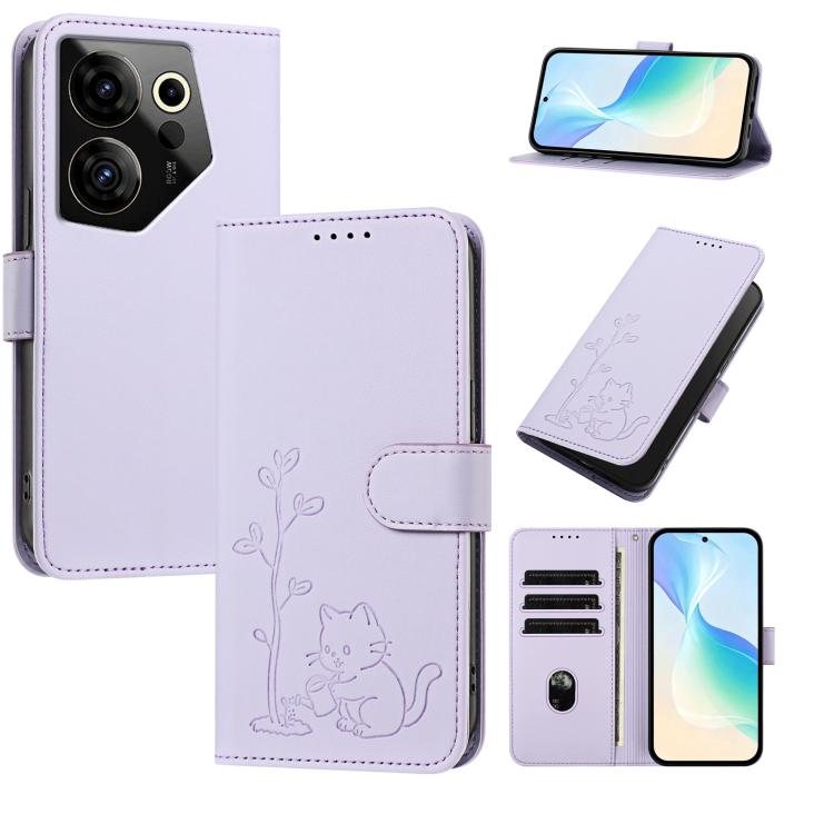 YX0014 Cat Watering Tree Buckle Vegan Leather Phone Case with Lanyard, For Tecno Camon 20 Premier, For Tecno Camon 20, For Tecno Spark 10C, For Tecno Spark 10, For Tecno Spark Go 2023, For Tecno Spark 10 Pro