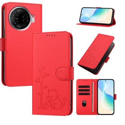 YX0014 Cat Watering Tree Buckle Vegan Leather Phone Case with Lanyard, For Tecno Spark Go 2025, For Tecno Pova 6 Neo 5G, For Tecno Spark 30C, For Tecno Pova 6 Neo, For Tecno Camon 30 Pro, For Tecno Pova 6 Pro, For Tecno Spark 20 Pro, For Tecno Spark 20...
