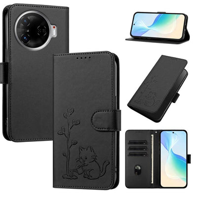 YX0014 Cat Watering Tree Buckle Vegan Leather Phone Case with Lanyard, For Tecno Spark Go 2025, For Tecno Pova 6 Neo 5G, For Tecno Spark 30C, For Tecno Pova 6 Neo, For Tecno Camon 30 Pro, For Tecno Pova 6 Pro, For Tecno Spark 20 Pro, For Tecno Spark 20...