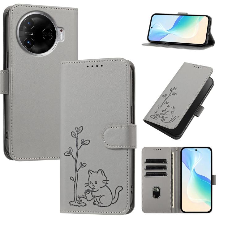 YX0014 Cat Watering Tree Buckle Vegan Leather Phone Case with Lanyard, For Tecno Spark Go 2025, For Tecno Pova 6 Neo 5G, For Tecno Spark 30C, For Tecno Pova 6 Neo, For Tecno Camon 30 Pro, For Tecno Pova 6 Pro, For Tecno Spark 20 Pro, For Tecno Spark 20...