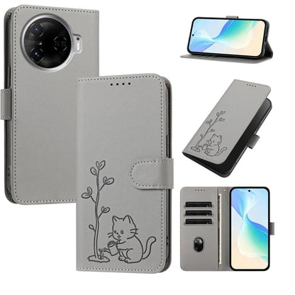 YX0014 Cat Watering Tree Buckle Vegan Leather Phone Case with Lanyard, For Tecno Spark Go 2025, For Tecno Pova 6 Neo 5G, For Tecno Spark 30C, For Tecno Pova 6 Neo, For Tecno Camon 30 Pro, For Tecno Pova 6 Pro, For Tecno Spark 20 Pro, For Tecno Spark 20...