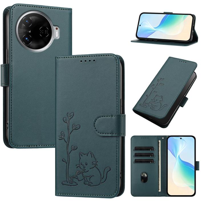 YX0014 Cat Watering Tree Buckle Vegan Leather Phone Case with Lanyard, For Tecno Spark Go 2025, For Tecno Pova 6 Neo 5G, For Tecno Spark 30C, For Tecno Pova 6 Neo, For Tecno Camon 30 Pro, For Tecno Pova 6 Pro, For Tecno Spark 20 Pro, For Tecno Spark 20...