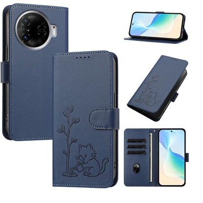 YX0014 Cat Watering Tree Buckle Vegan Leather Phone Case with Lanyard, For Tecno Spark Go 2025, For Tecno Pova 6 Neo 5G, For Tecno Spark 30C, For Tecno Pova 6 Neo, For Tecno Camon 30 Pro, For Tecno Pova 6 Pro, For Tecno Spark 20 Pro, For Tecno Spark 20...