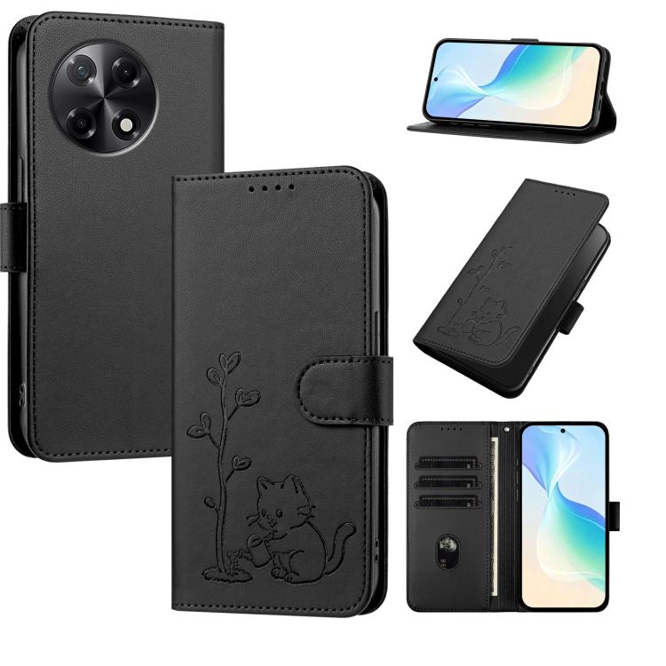 YX0014 Cat Watering Tree Buckle Vegan Leather Phone Case with Lanyard, For Tecno Pova Curve, For Tecno Camon 40 Pro, For Tecno Camon 40 Premier, For Tecno Camon 40, For Tecno Camon 40 Pro 5G, For Tecno Spark 30C 5G, For Tecno Camon 30S                 ...