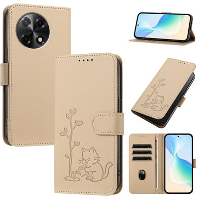YX0014 Cat Watering Tree Buckle Vegan Leather Phone Case with Lanyard, For Tecno Pova Curve, For Tecno Camon 40 Pro, For Tecno Camon 40 Premier, For Tecno Camon 40, For Tecno Camon 40 Pro 5G, For Tecno Spark 30C 5G, For Tecno Camon 30S                 ...