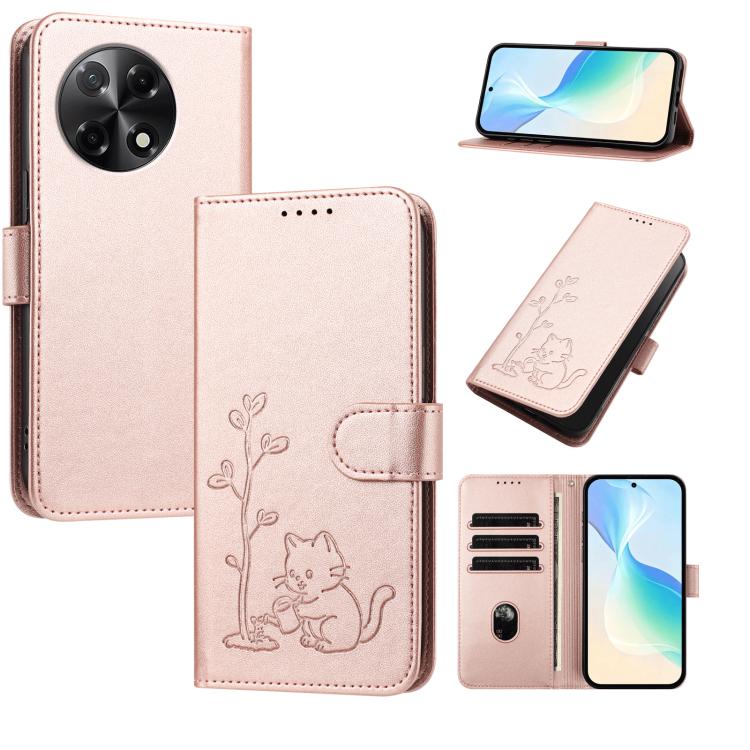 YX0014 Cat Watering Tree Buckle Vegan Leather Phone Case with Lanyard, For Tecno Pova Curve, For Tecno Camon 40 Pro, For Tecno Camon 40 Premier, For Tecno Camon 40, For Tecno Camon 40 Pro 5G, For Tecno Spark 30C 5G, For Tecno Camon 30S                 ...