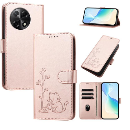 YX0014 Cat Watering Tree Buckle Vegan Leather Phone Case with Lanyard, For Tecno Pova Curve, For Tecno Camon 40 Pro, For Tecno Camon 40 Premier, For Tecno Camon 40, For Tecno Camon 40 Pro 5G, For Tecno Spark 30C 5G, For Tecno Camon 30S                 ...