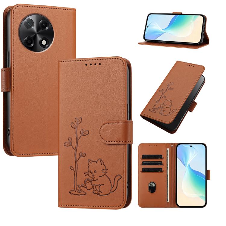 YX0014 Cat Watering Tree Buckle Vegan Leather Phone Case with Lanyard, For Tecno Pova Curve, For Tecno Camon 40 Pro, For Tecno Camon 40 Premier, For Tecno Camon 40, For Tecno Camon 40 Pro 5G, For Tecno Spark 30C 5G, For Tecno Camon 30S                 ...