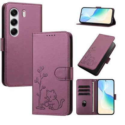 YX0014 Cat Watering Tree Buckle Vegan Leather Phone Case with Lanyard, For Tecno Pova Curve, For Tecno Camon 40 Pro, For Tecno Camon 40 Premier, For Tecno Camon 40, For Tecno Camon 40 Pro 5G, For Tecno Spark 30C 5G, For Tecno Camon 30S                 ...