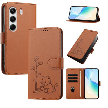 YX0014 Cat Watering Tree Buckle Vegan Leather Phone Case with Lanyard, For Tecno Pova Curve, For Tecno Camon 40 Pro, For Tecno Camon 40 Premier, For Tecno Camon 40, For Tecno Camon 40 Pro 5G, For Tecno Spark 30C 5G, For Tecno Camon 30S                 ...