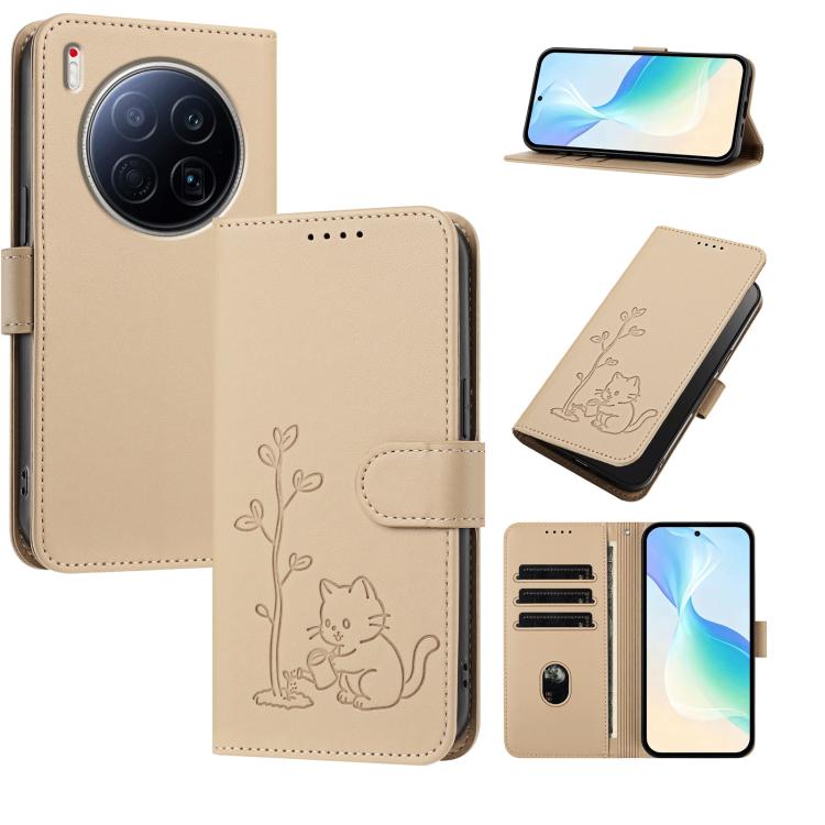 YX0014 Cat Watering Tree Buckle Vegan Leather Phone Case with Lanyard, For Tecno Pova Curve, For Tecno Camon 40 Pro, For Tecno Camon 40 Premier, For Tecno Camon 40, For Tecno Camon 40 Pro 5G, For Tecno Spark 30C 5G, For Tecno Camon 30S                 ...