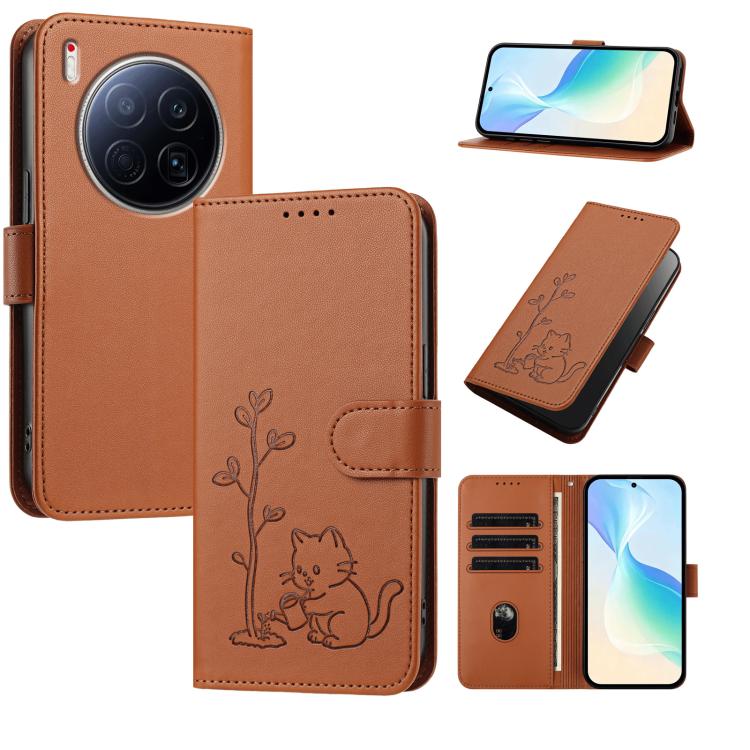 YX0014 Cat Watering Tree Buckle Vegan Leather Phone Case with Lanyard, For Tecno Pova Curve, For Tecno Camon 40 Pro, For Tecno Camon 40 Premier, For Tecno Camon 40, For Tecno Camon 40 Pro 5G, For Tecno Spark 30C 5G, For Tecno Camon 30S                 ...