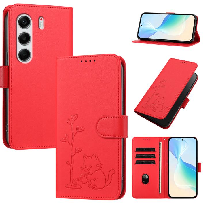 YX0014 Cat Watering Tree Buckle Vegan Leather Phone Case with Lanyard, For Tecno Pova Curve, For Tecno Camon 40 Pro, For Tecno Camon 40 Premier, For Tecno Camon 40, For Tecno Camon 40 Pro 5G, For Tecno Spark 30C 5G, For Tecno Camon 30S                 ...