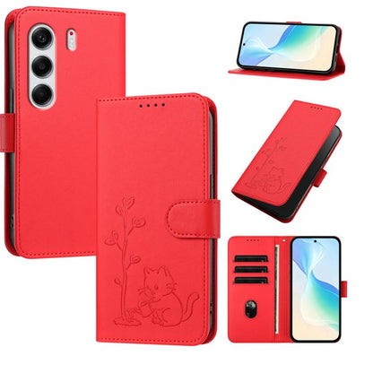 YX0014 Cat Watering Tree Buckle Vegan Leather Phone Case with Lanyard, For Tecno Pova Curve, For Tecno Camon 40 Pro, For Tecno Camon 40 Premier, For Tecno Camon 40, For Tecno Camon 40 Pro 5G, For Tecno Spark 30C 5G, For Tecno Camon 30S                 ...