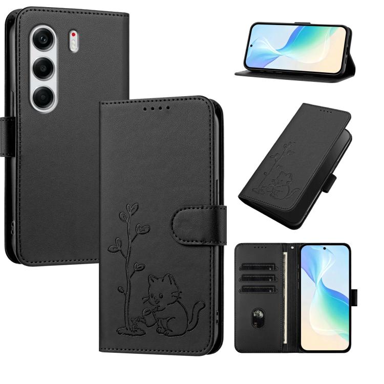 YX0014 Cat Watering Tree Buckle Vegan Leather Phone Case with Lanyard, For Tecno Pova Curve, For Tecno Camon 40 Pro, For Tecno Camon 40 Premier, For Tecno Camon 40, For Tecno Camon 40 Pro 5G, For Tecno Spark 30C 5G, For Tecno Camon 30S                 ...