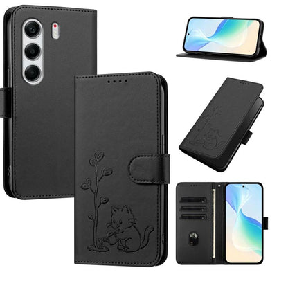 YX0014 Cat Watering Tree Buckle Vegan Leather Phone Case with Lanyard, For Tecno Pova Curve, For Tecno Camon 40 Pro, For Tecno Camon 40 Premier, For Tecno Camon 40, For Tecno Camon 40 Pro 5G, For Tecno Spark 30C 5G, For Tecno Camon 30S                 ...